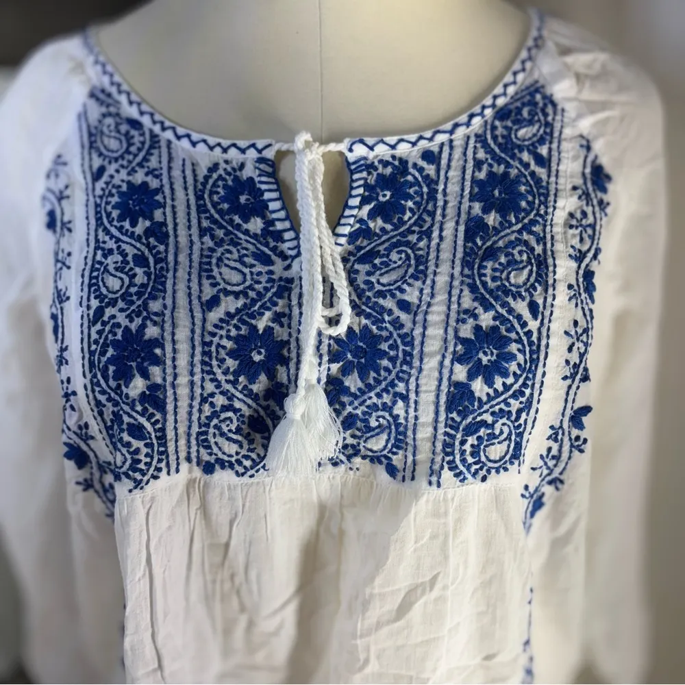 Sévya Handmade White and Blue Blouse Size undefined - Image 4