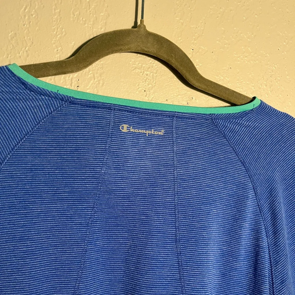 Champion Blue and Mint Green Sweatshirt SZ L Athletic Longsleeve Performance Top - Image 9