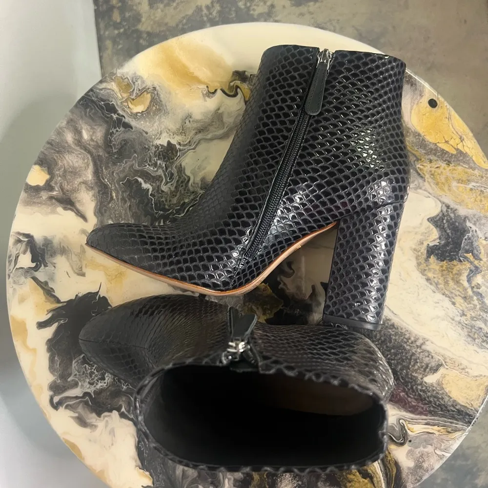 Raye  Revolve Shore Snakeskin Leather Bootie Black - Image 8