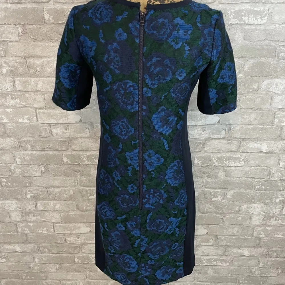 Pink Tartan Floral Colorblock Dress Blue - Image 3