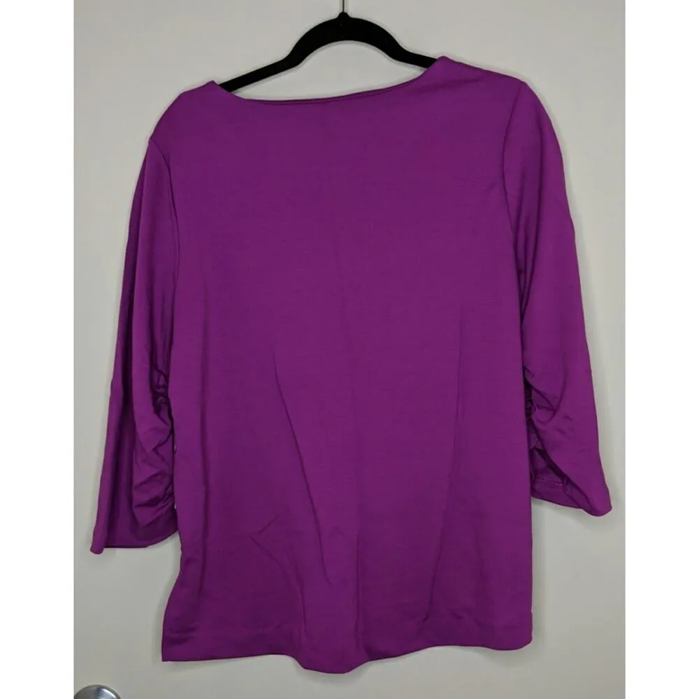 Halogen (Nordstrom) Ruched Sleeve Top - Size L - NWT - Image 4