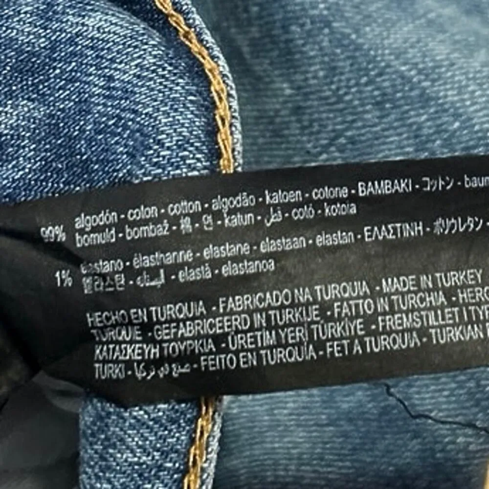 Zara The Slim Boyfriend Women's Blue Distressed Crop High Waisted Denim Jeans 6 - Image 5