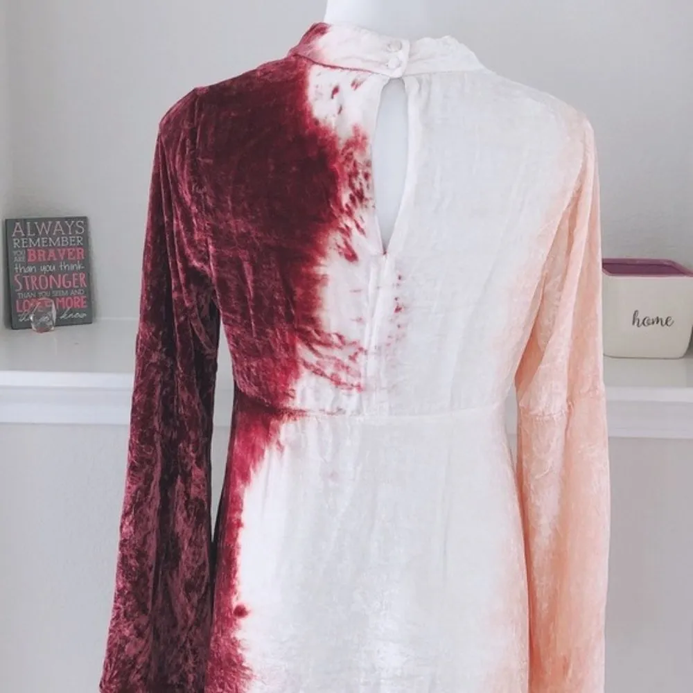 Chaser Mock Neck Dress Pie Tie Dye Ombré Velvet Long Sleeve Midi Size M NEW - Image 7