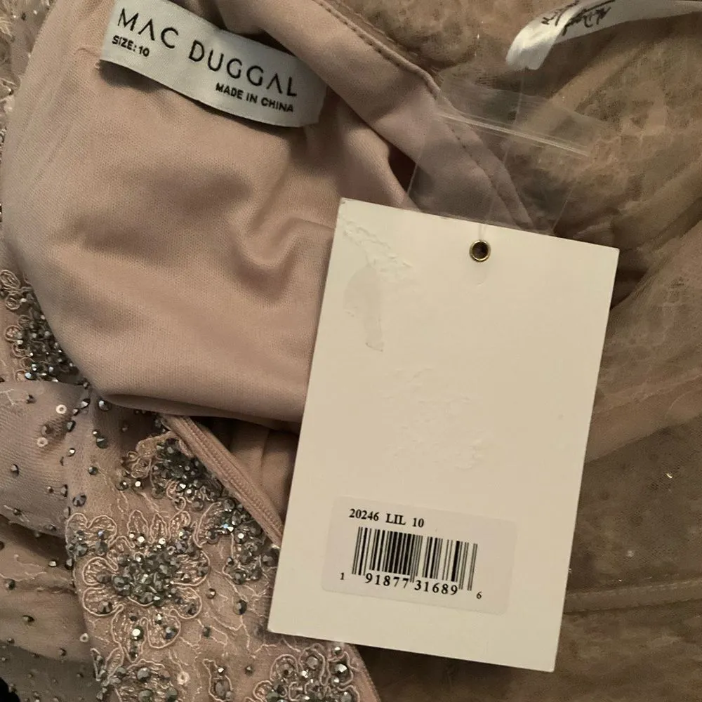 MAC DUGGAL  20246 Pink Feathered Crystal Embellished Sleeveless Gown Flaws - Image 13