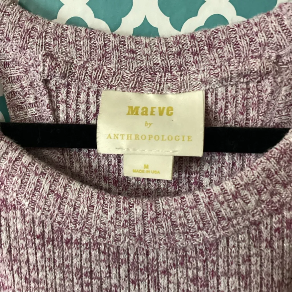 Anthropologie Maeve Harlan women’s tank top size medium color purple knit ribbed - Image 4