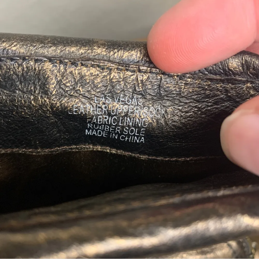 Apepazza Las Vegas Bronze Metallic Peep Toe Boots Heels Size 8 - Image 10