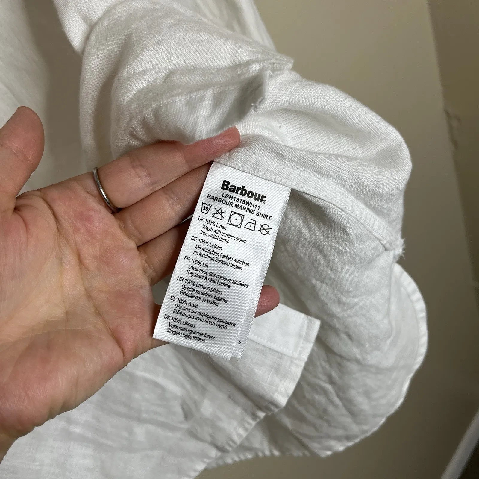 Barbour Marine Shirt Women's White Shirt 10 Linen Relaxed Fit Minimalist Preppy - Image 8