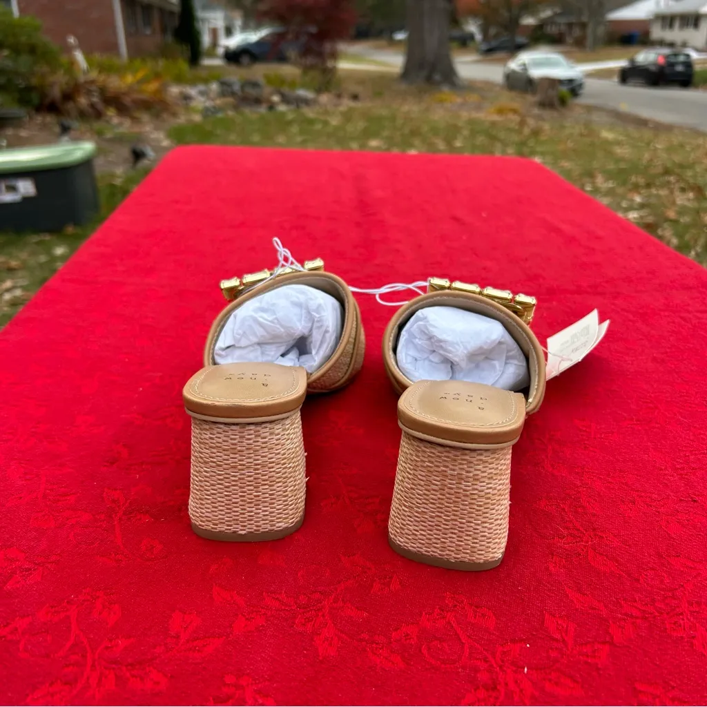 A New Day Size 7.5 Women's Kathleen Raffia Buckle Block Heels -  Beige wedding - Image 5