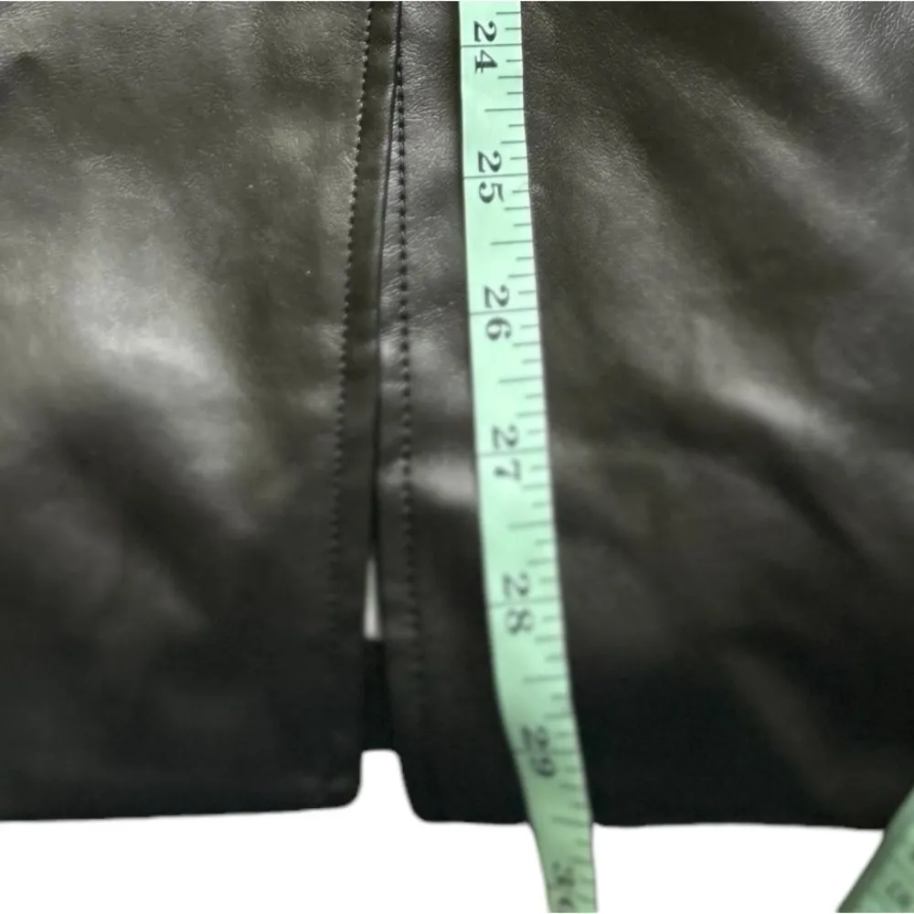 Evereve Women's Black Leather Jacket Size L Mid-Length Button-Up‎ - Image 11