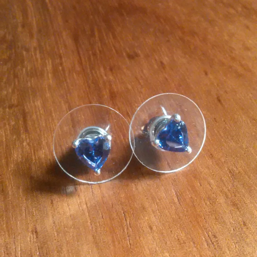 Purple Simulated Diamond Sterling Silver Heart Shaped Stud Earrings - Image 6