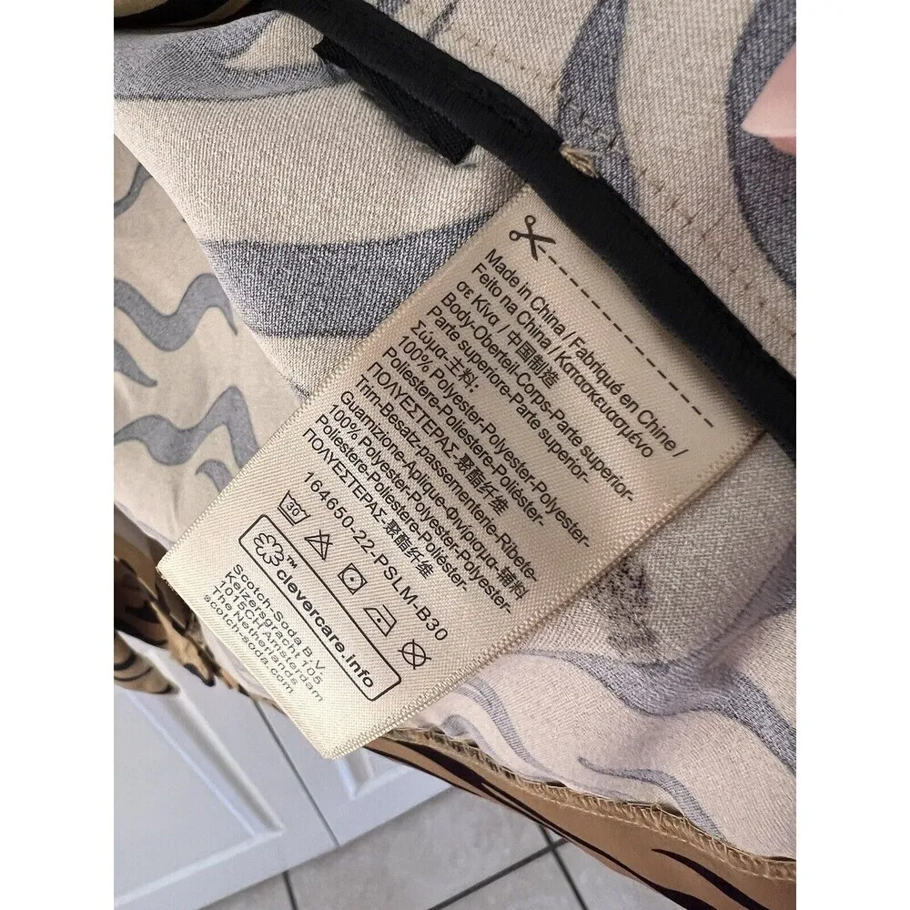 Scotch & Soda Wrap Printed Satin Blazer Missing Belt Size Large - Image 16