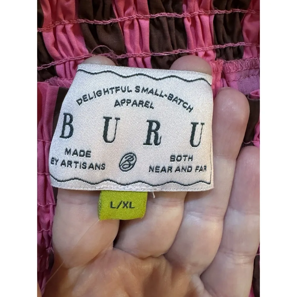 Buru Tie Shoulder Strap Stripe Print Square Neck Sleeveless Midi Dress Size L/XL Size L - Image 5