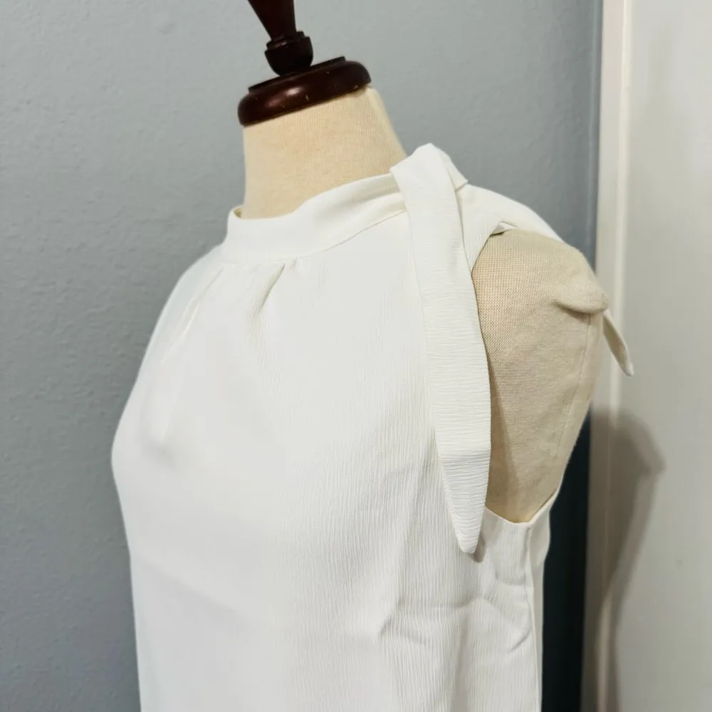 Gilli Women Elegant White Sleeveless Round Neck Lined Business Casual Top Size L - Image 7