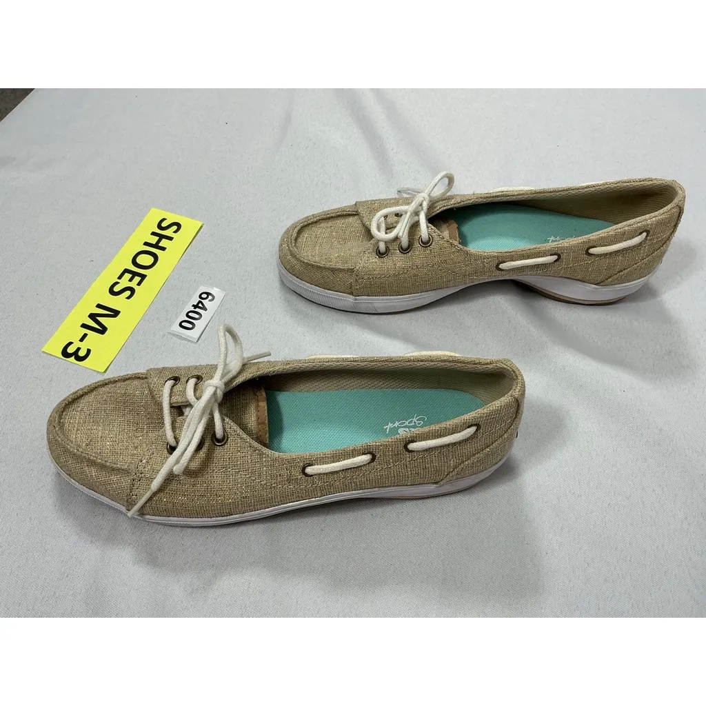 Womans Keds Sport Laceup Slipon Deck Shoes Size 7 Gold Metallic - Image 3