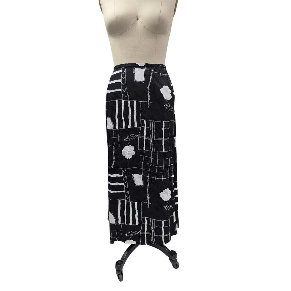 VTG DONCASTER 100% Silk Skirt/Blouse Set Black & White Sz 16 NWOT - Image 4