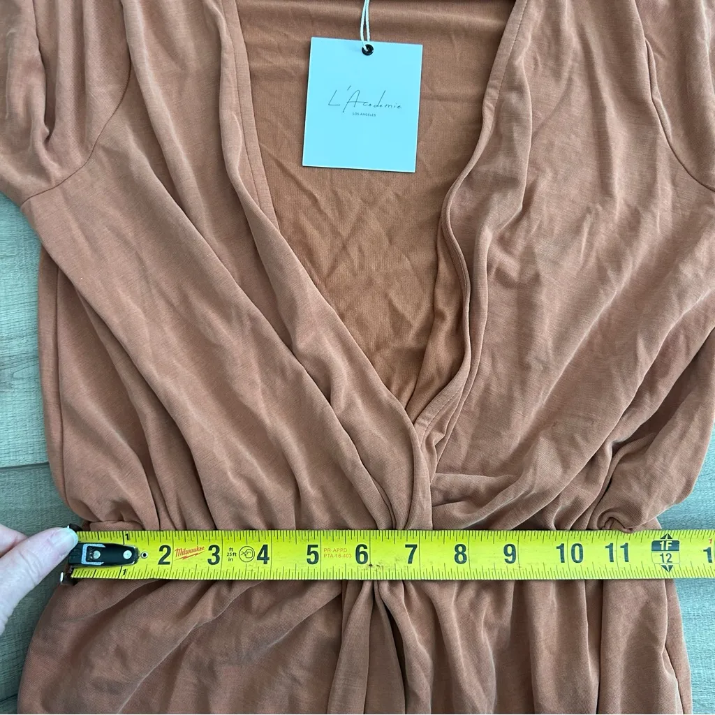 L’ Academie X Revolve The Judy Dress Long Sleeve Fitted Terracotta Brown NWT S - Image 11