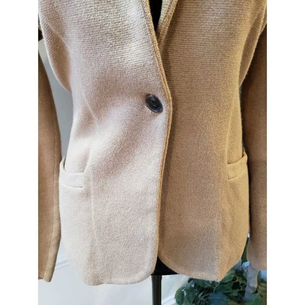 J. Crew Women's Beige Solid Long Sleeve Cecile Relaxed Sweater Blazer Size Small - Image 4
