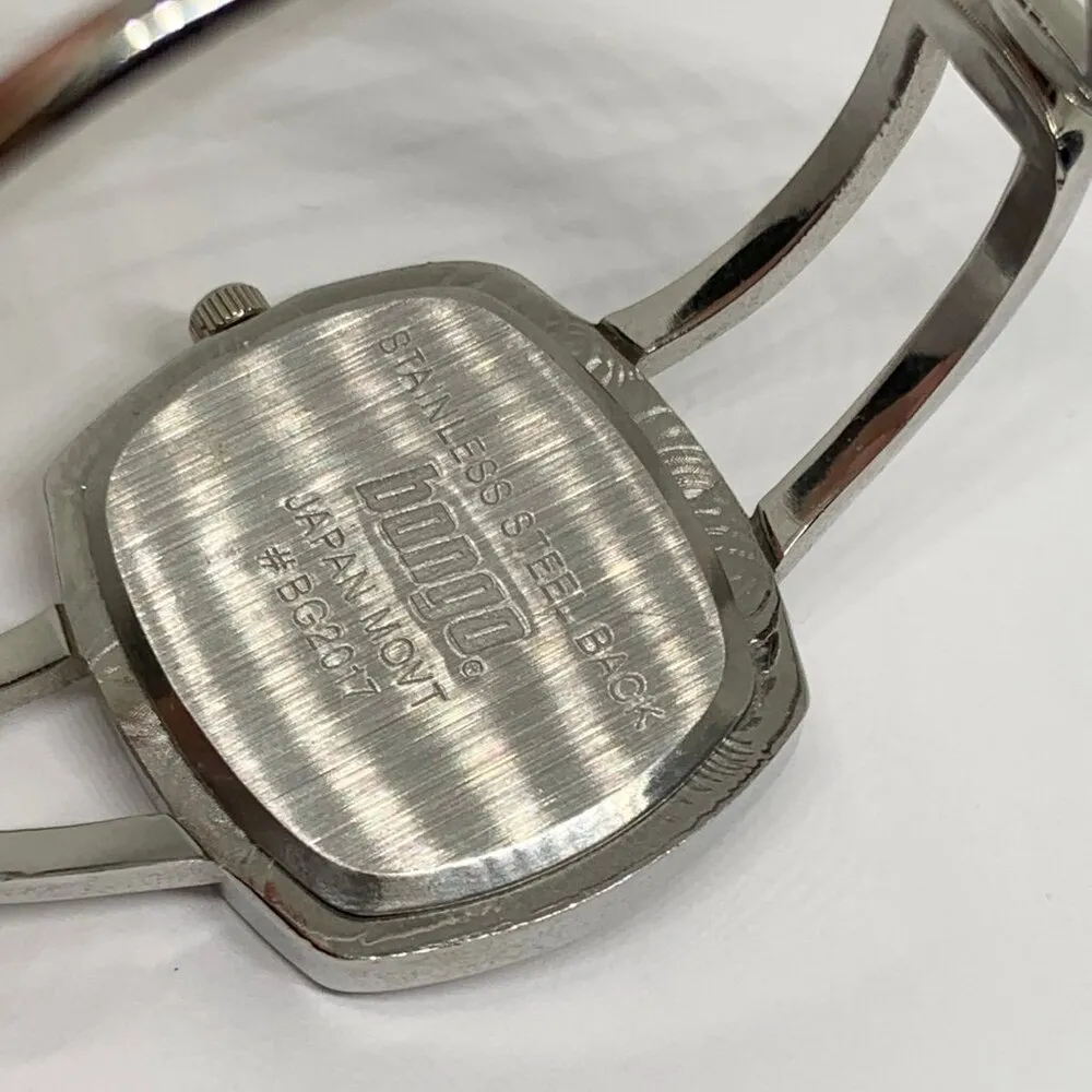 Bongo women’s cuff bracelet watch silver tone quartz analog 34mm case bracelet 6 - Image 7