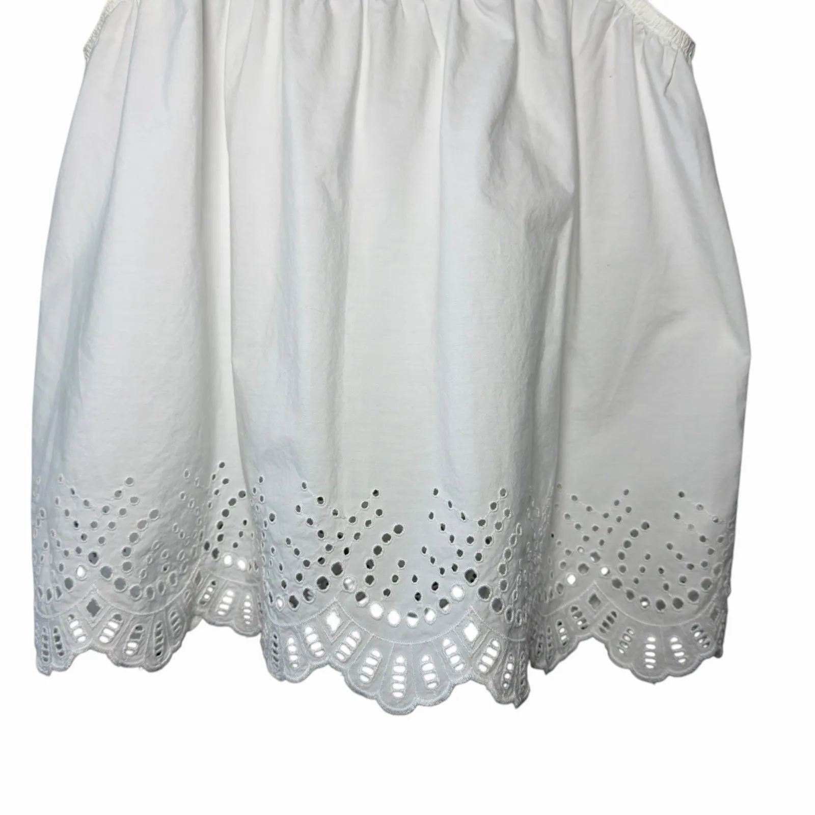 H&M Women's White Eyelet Cotton Tank Top Small Eyelet Lace Cami Romantic Boho - Image 14
