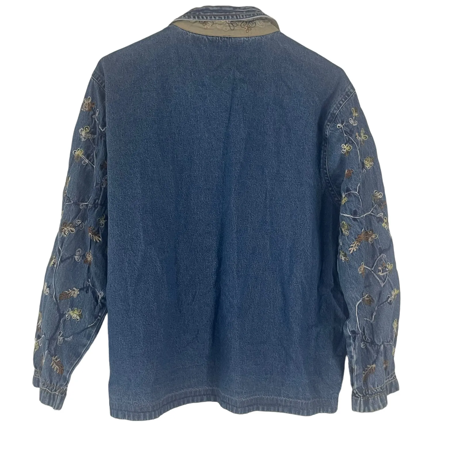 Jane Ashley Vintage‎ 90s Women's Size Large Embroidered Denim Shacket Button Up - Image 6