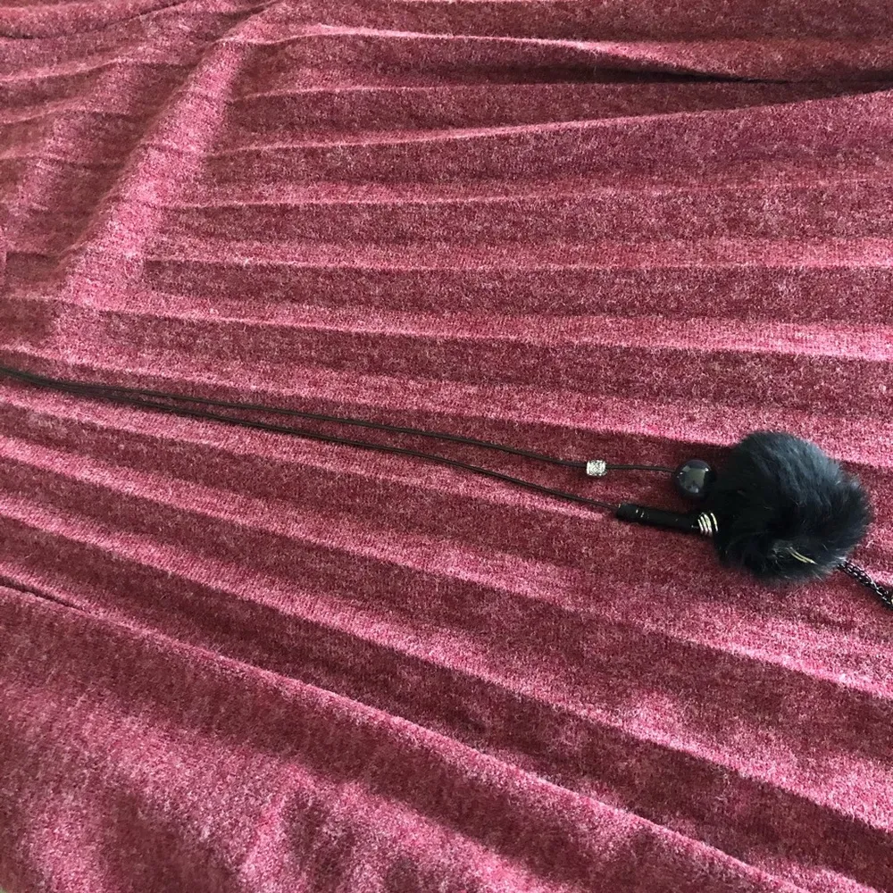 Vasna Pleated Burgundy Sweater Dress with Necklace Size M NWT Size M - Image 6