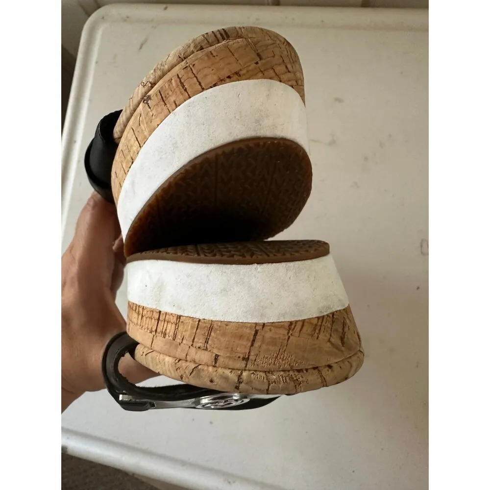 Michael Kors Women's Warren Leather Wedge Platform Open Toe Slides Shoes 10M - Image 5