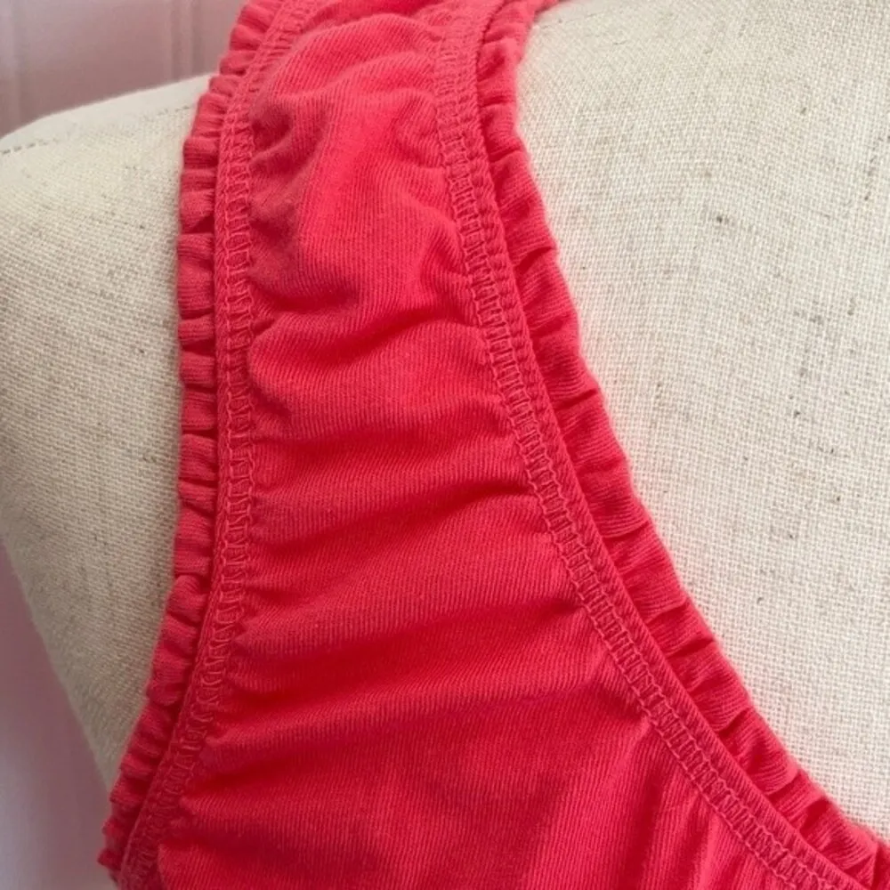 Coral pink ruffled tank top - Image 4