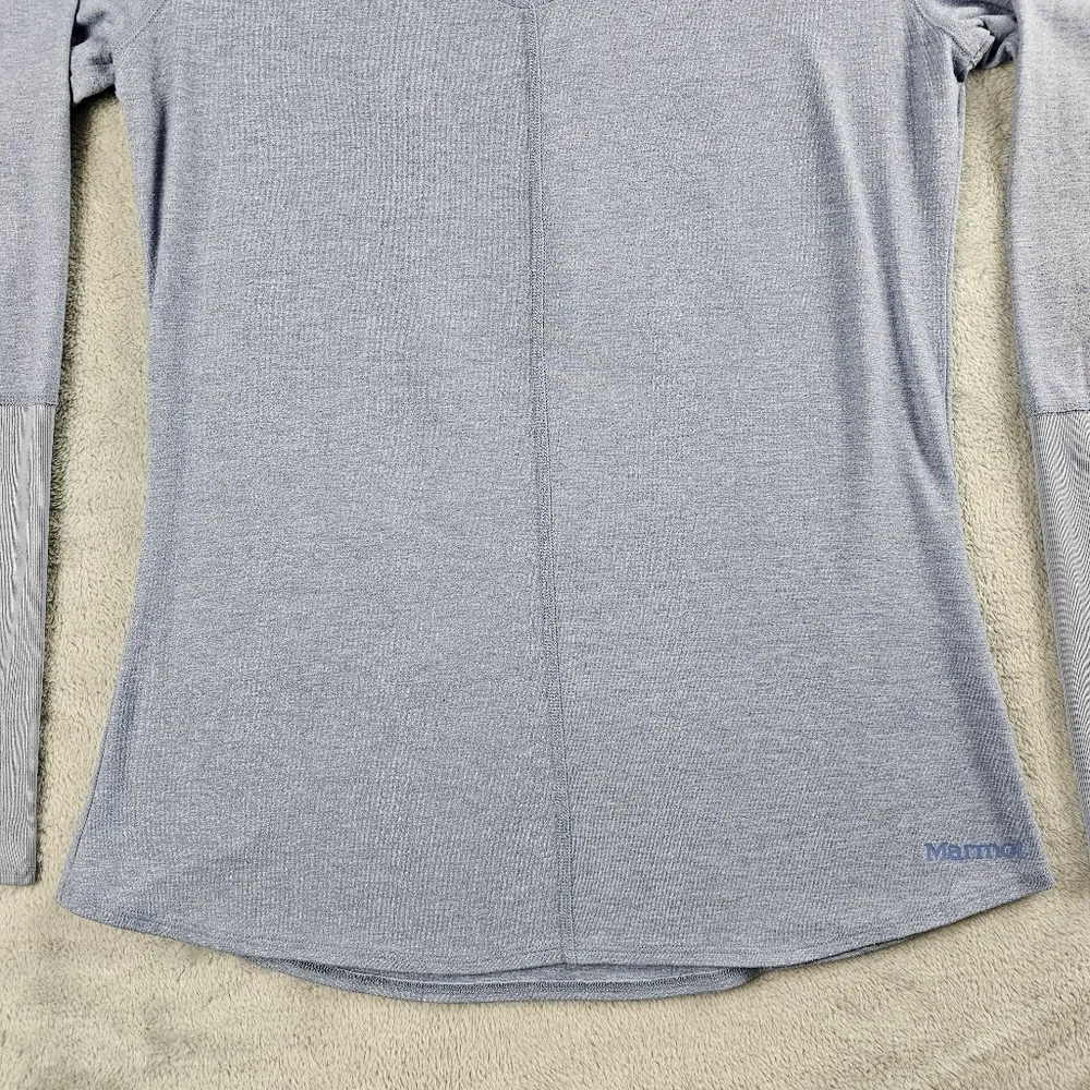 Marmot Jayla Long Sleeve V-Neck T-Shirt Dusk Heather Blue Women's Size Medium - Image 3