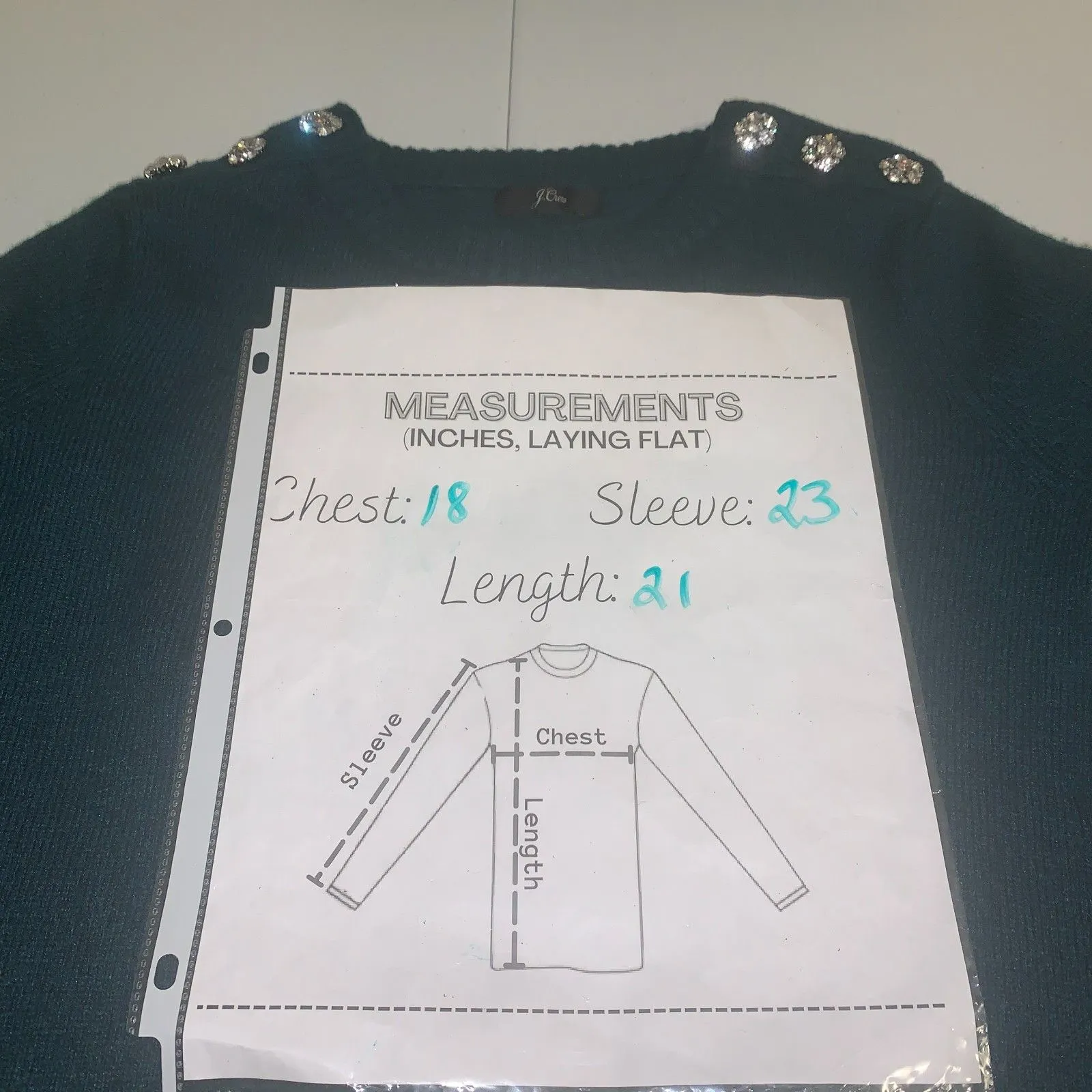 J. Crew Lambs Wool Blend Jewel Shoulder Sweater Emerald Green Women’s Small - Image 7