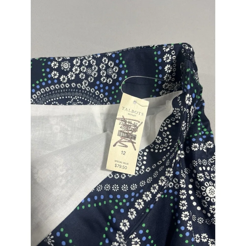 Talbots Paisley Pleated Whimsical Midi Skirt Lined BOHO Sz 12 NWT - Image 5