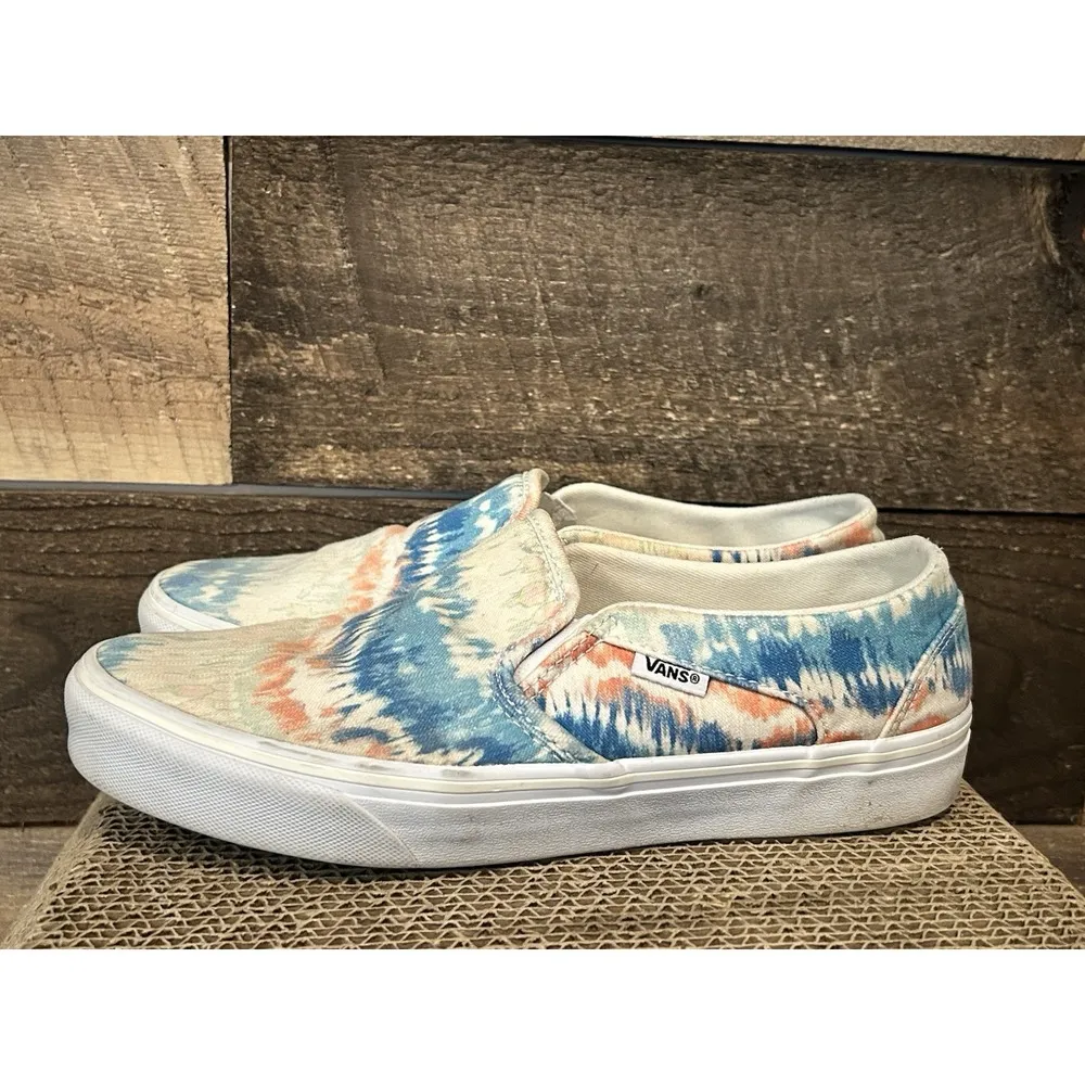 Vans Women's slip On Asher Tie Dye  Rainbow Canvas Skate Shoes Sneakers Size 9 - Image 2