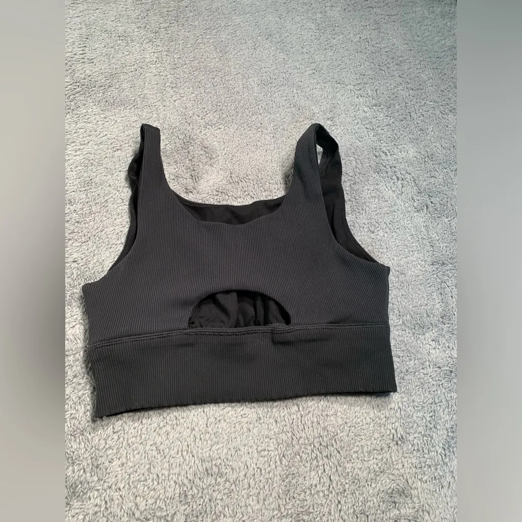 Aerie offline sweat most support Black Ribbed Tank Top sports bra medium - Image 6
