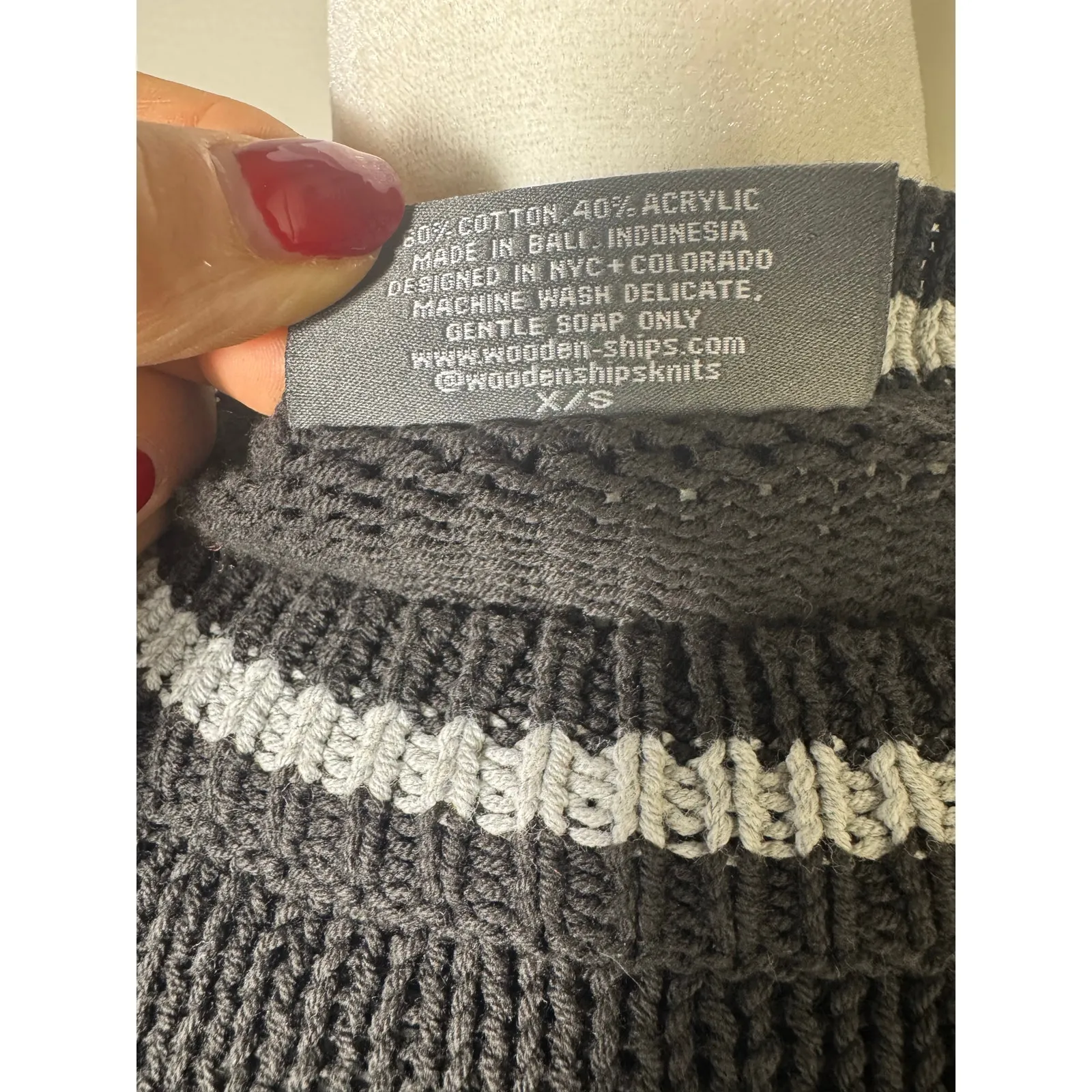 Wooden Ships Football Sweater Black Knit Size XS/Small - Image 5