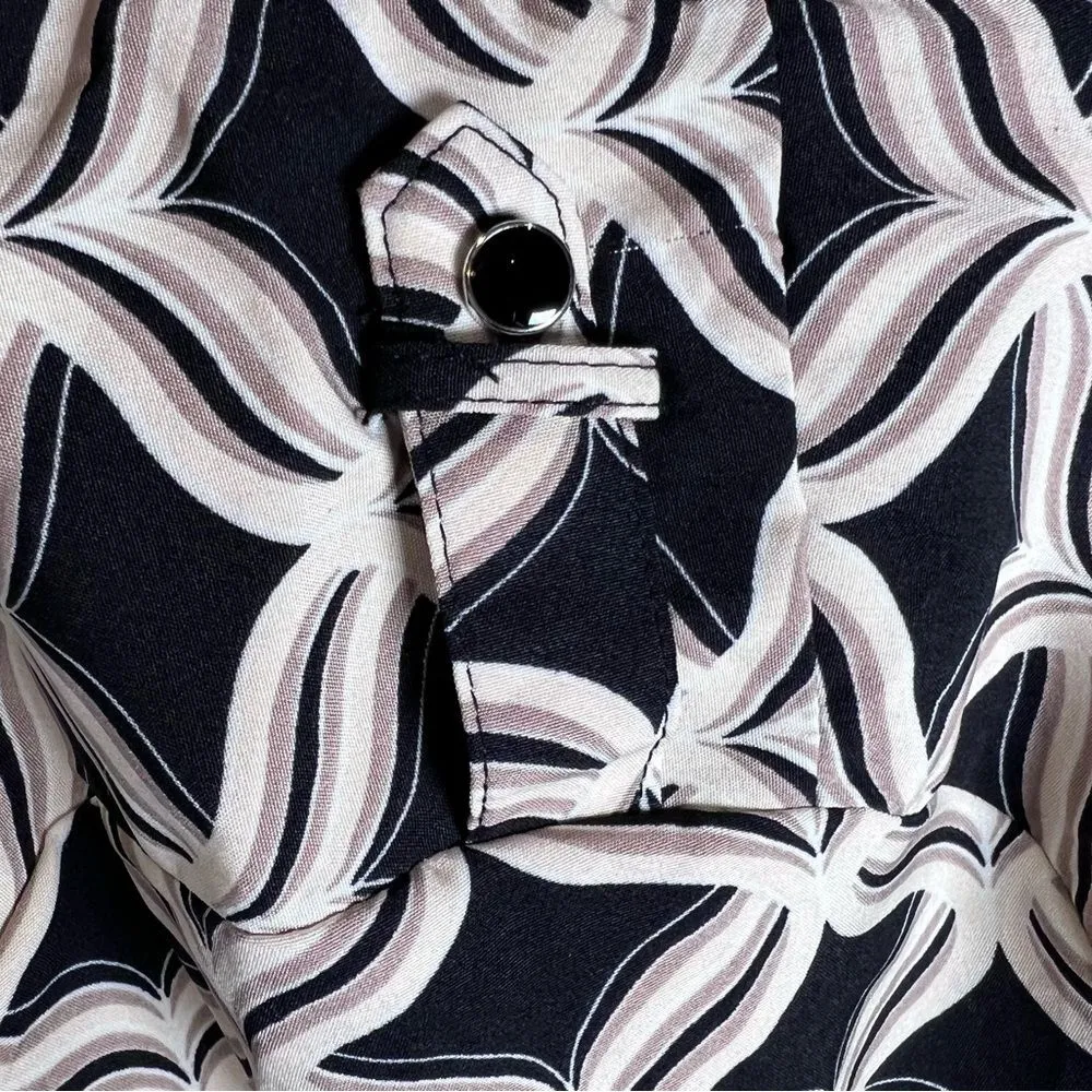 Adrienne Vittadini black mocha black and tan print blouse top size XL NWT - Image 4