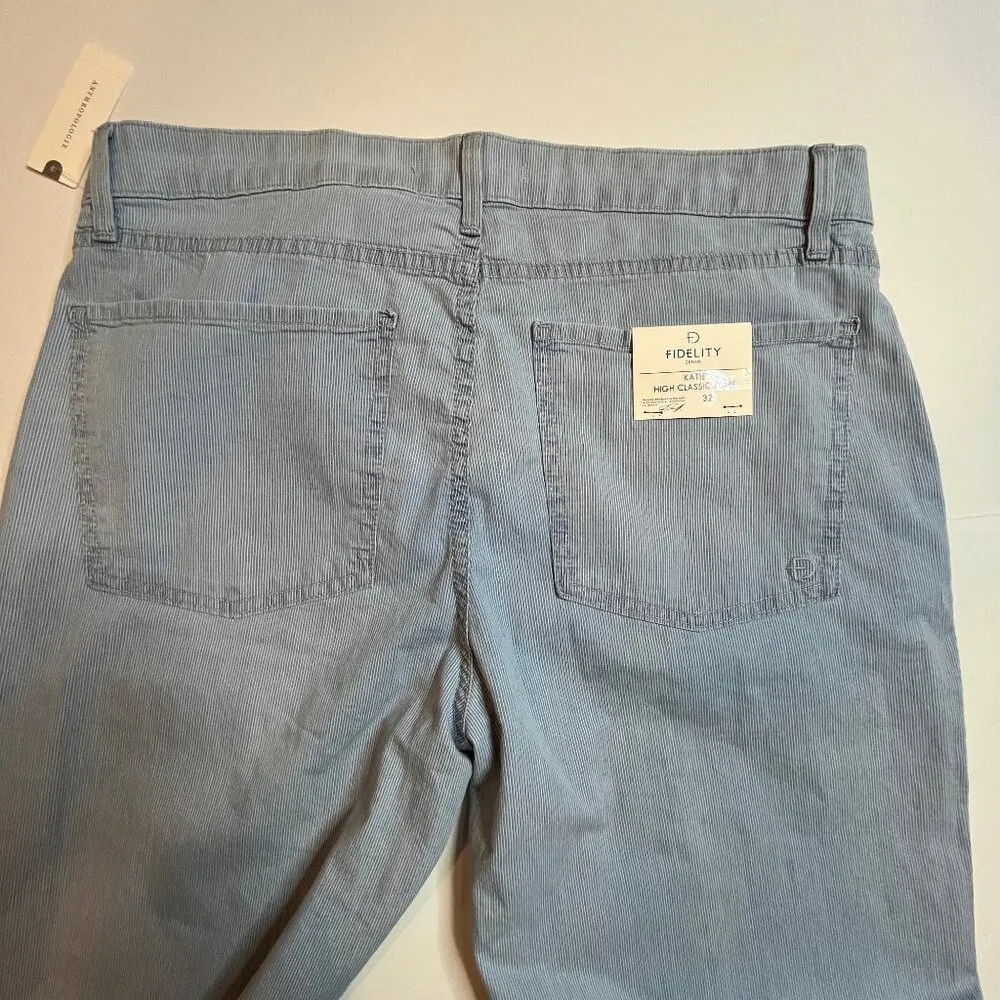 Anthropologie FIDELITY Denim Katie High Classic Flare Jeans Summer Stripe SZ 32 - Image 7