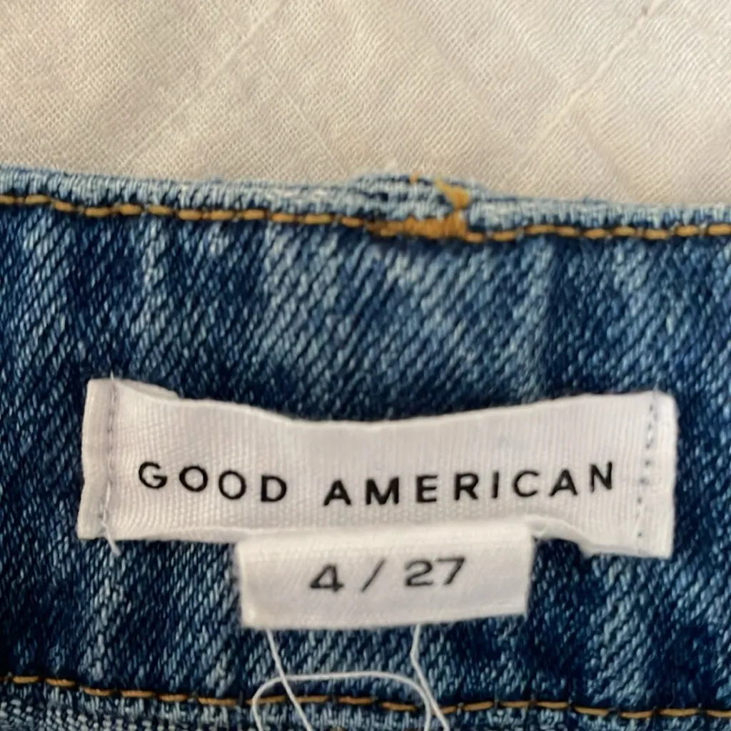 GOOD AMERICAN The Cutoff Foldover High Waist Denim Shorts Size 4 / 27 - Image 13