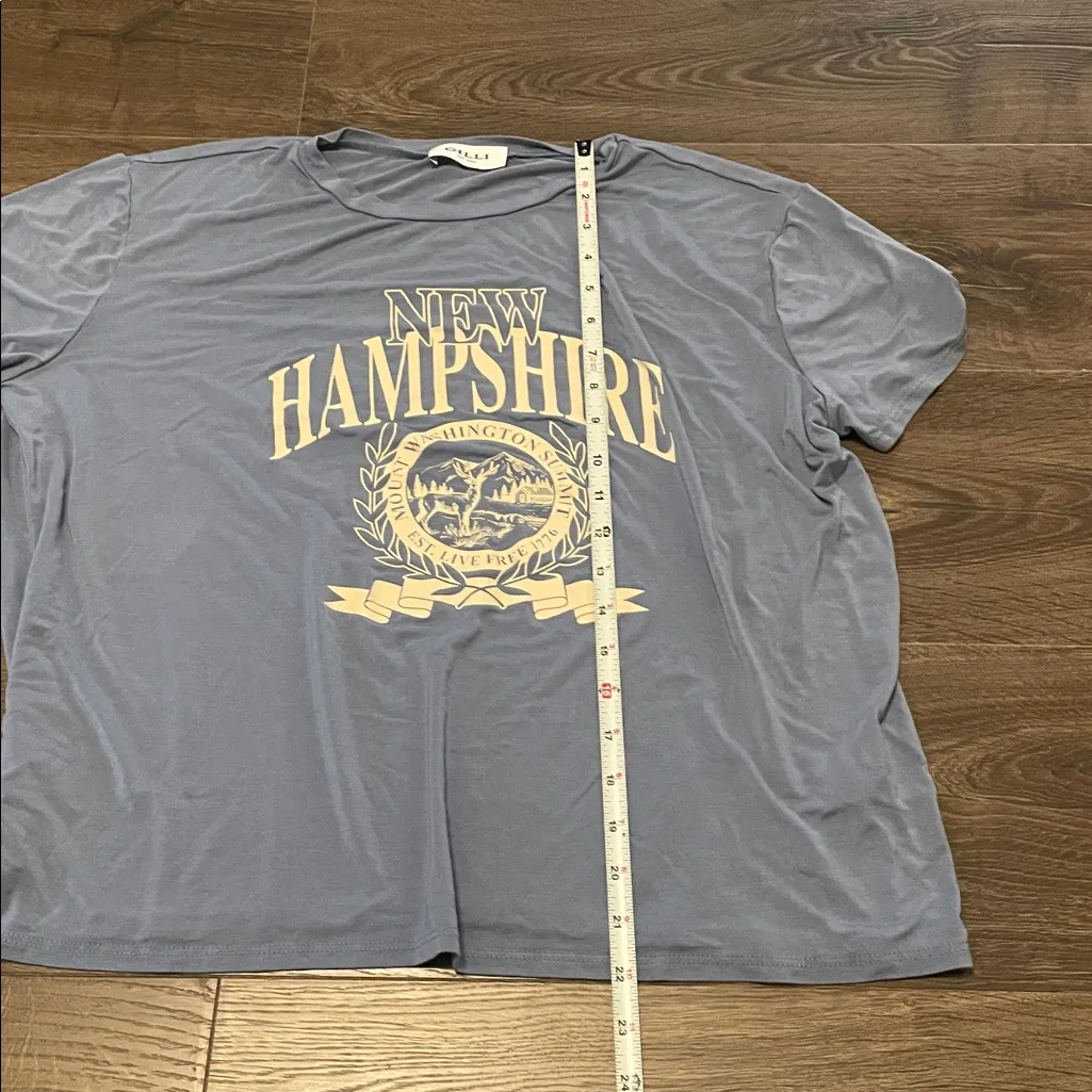 Gilli Soft Blue Tee w/ New Hampshire Mt Washington Summit Graphic, Size Medium - Image 4