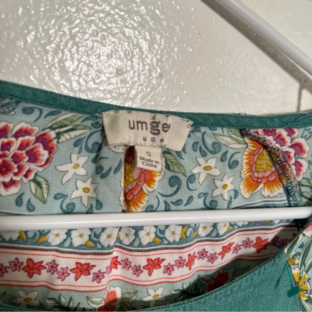 Umgee When Life Gives You Linen Midi Dress Mint Green Floral S - Image 11