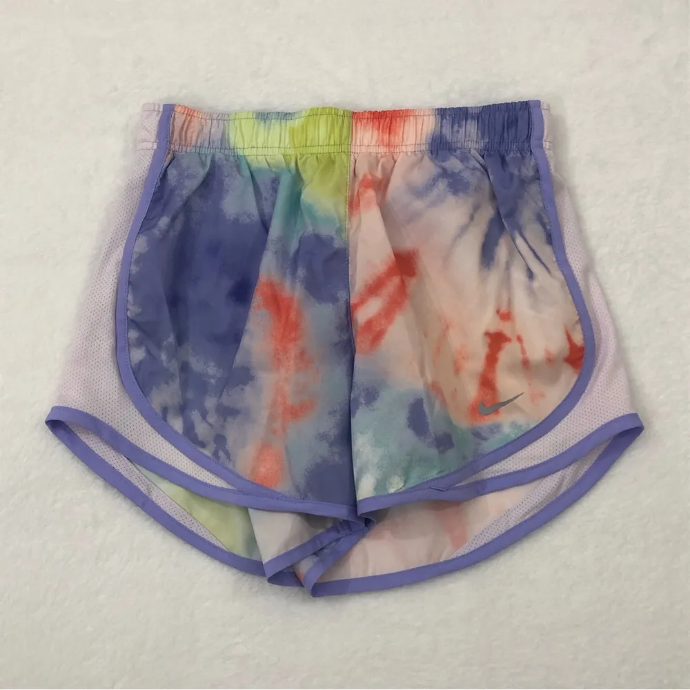 Nike Dri Fit Rainbow Tie Dye Lavender Athletic Running Jogging Shorts Womens XS - Image 4