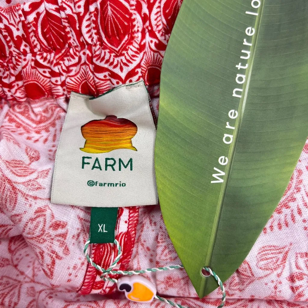NWT Farm Rio River Ride Linen Blend Beaded Short Size XL Pull-On RED - Image 9