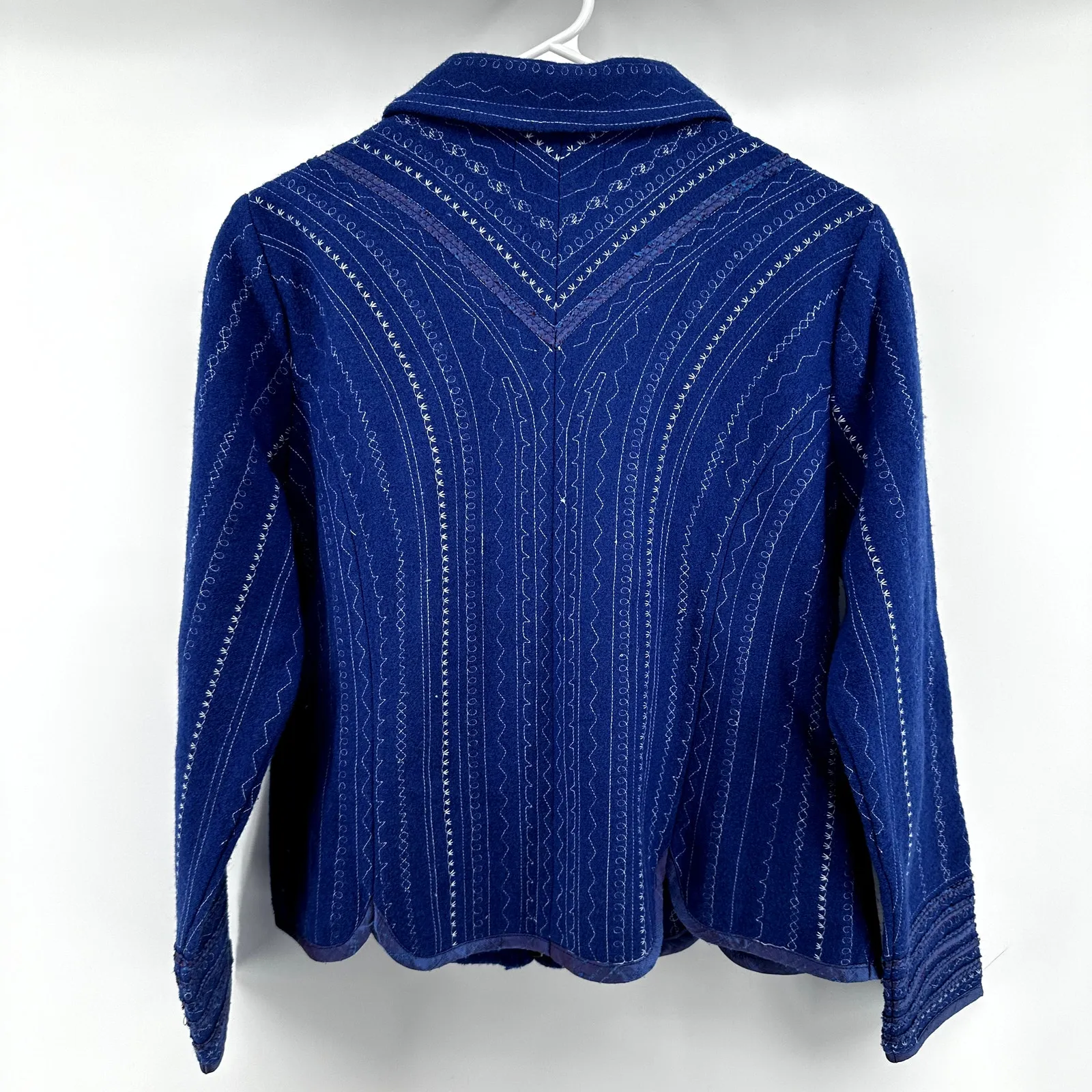 Icelandic Design Tribal Full Zip Jacket Collared 100% Wool Blue Medium - Image 5