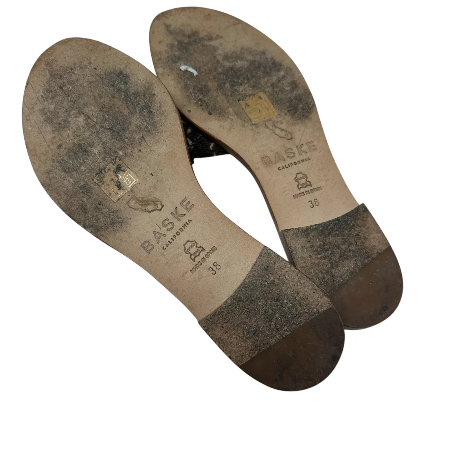 Baske California‎ Sage Slide Sandals Flat Leather Calf Hair Size 38 US 7.5 Brown - Image 11