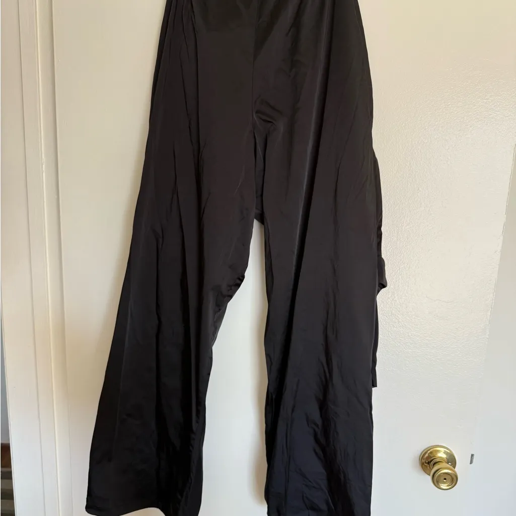 Zara Black Cargo Parachute Pants - Image 3