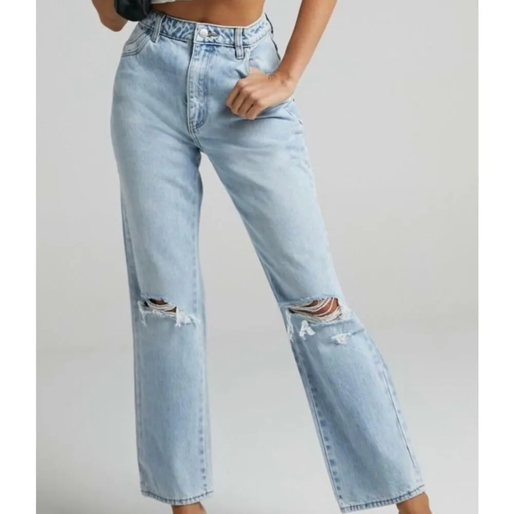 Rolla’s the original ultra high rise straight jeans distressed knee 27 Blue - Image 15