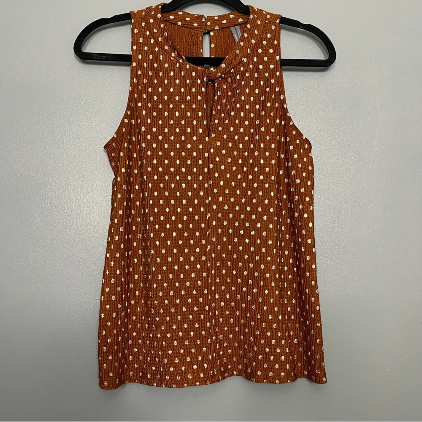 Anthropologie Lennox Sleeveless Tank Top Polka Dot Copper Gold Women’s Size XS - Image 3