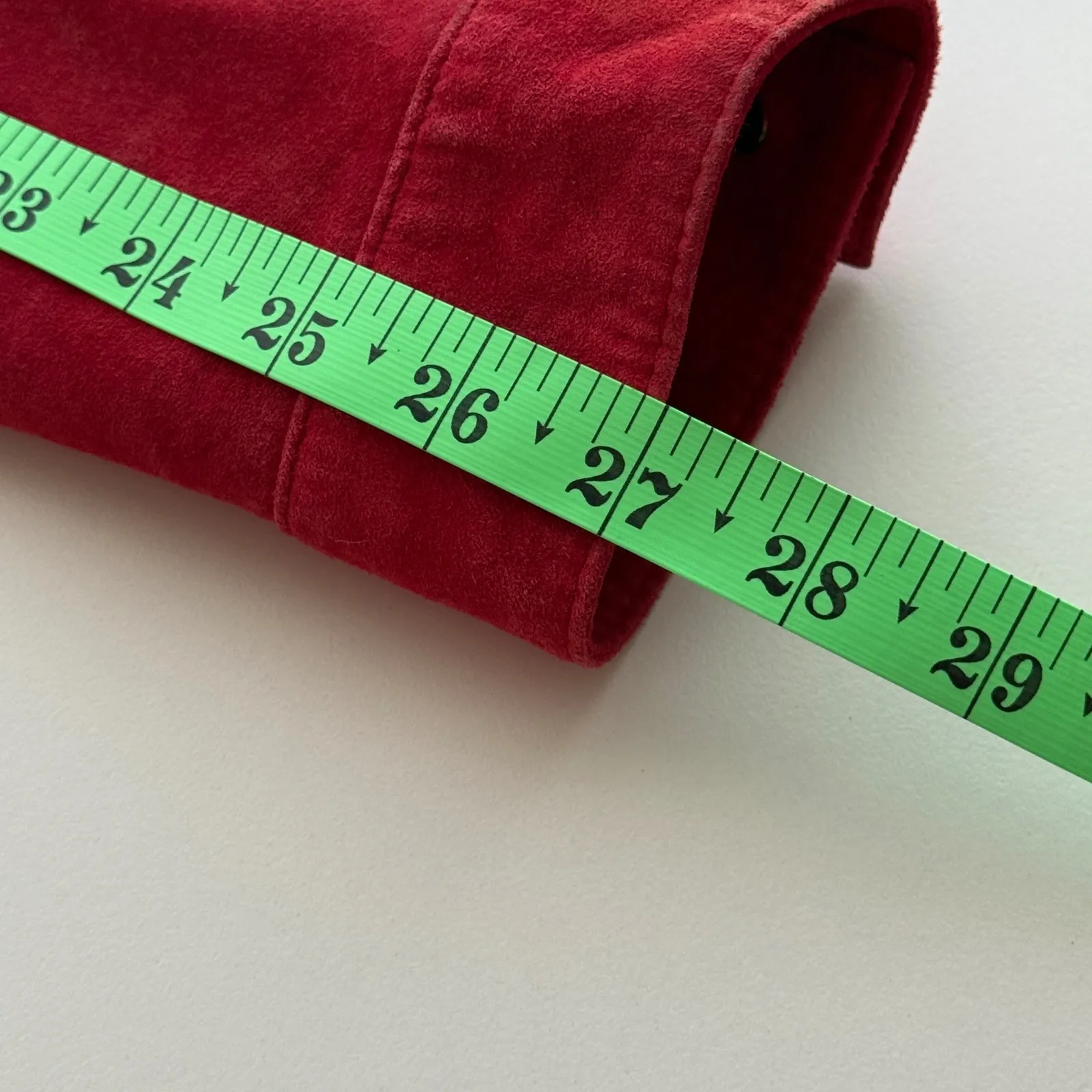 Investments Genuine Leather Suede Blazer Sz Lg Red Button Down Shacket - Image 8