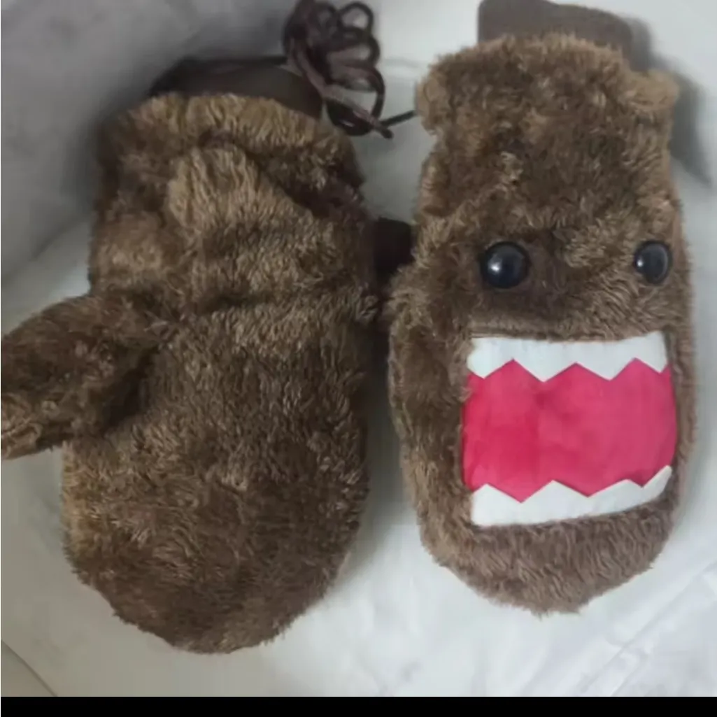 Brown Furry Monster Mittens - Image 2
