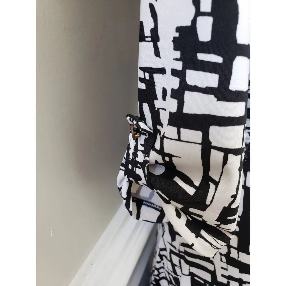 Perseption Concept A Line Shirt Dress Women's XL White Black Button Through - Image 11