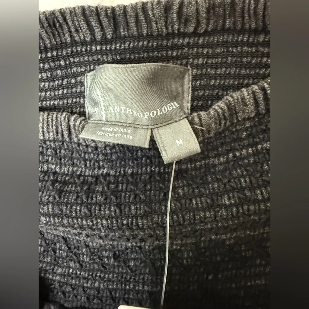 Anthropologie NWT black cotton gauze, elastic waistband, two pocket shorts M - Image 6