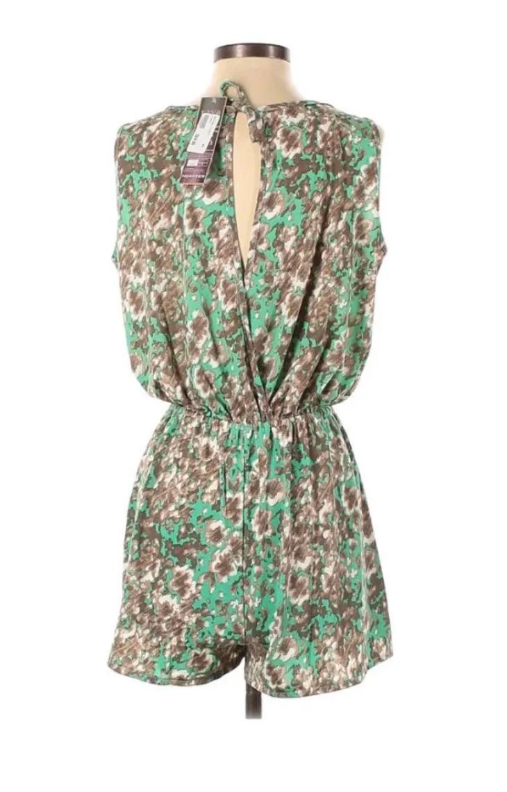 Green & Tan Shorts Romper NWT small - Image 2